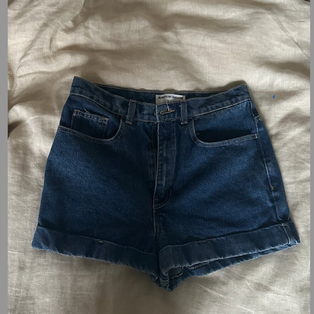 American Apparel High Waisted Dark Wash Jean Shorts Size 29